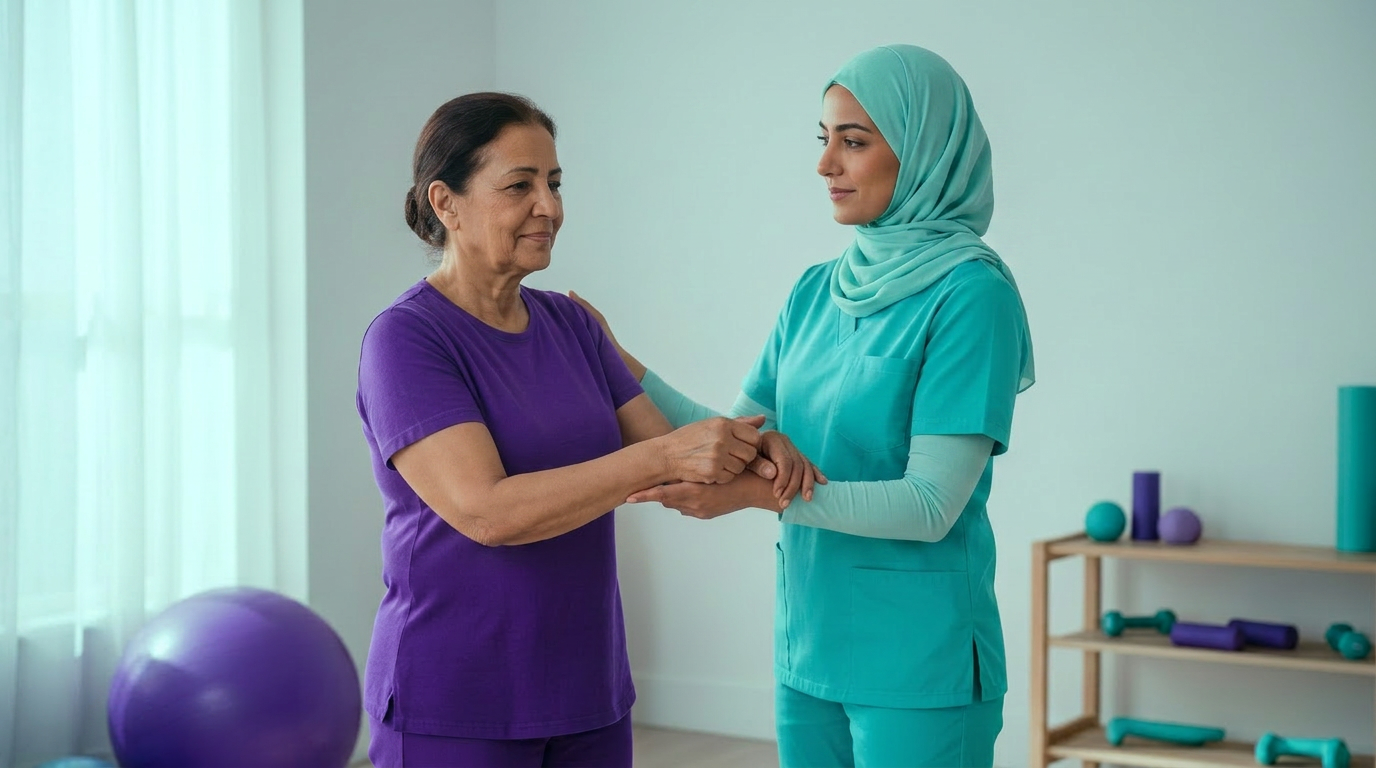 Physiotherapist working with a patient